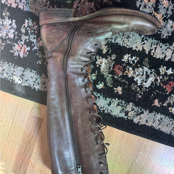 Frye Melissa Tall Classic Brown Leather Lace Up Knee High Equestrian Riding boot - Picture 7 of 11